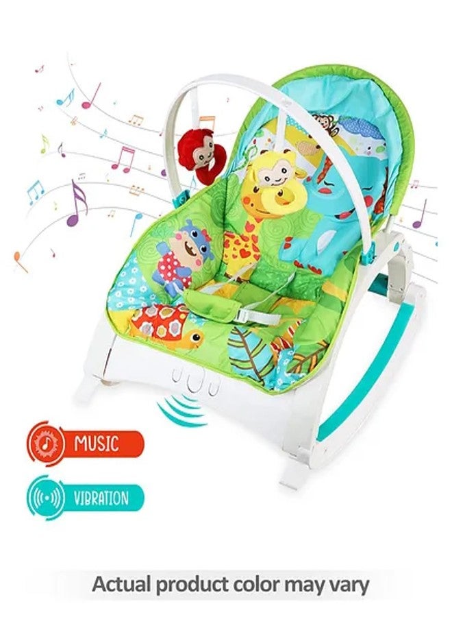 MVM Enterprise Premium Newborn to Toddler 2 in 1 Portable Baby Rocker with Food Tray Music Vibration & Toys BIS Certified Multi-Functional Adjustable backrest Recliner Feeding Chair (Giraffe Green) (1 pcs) - Image 5